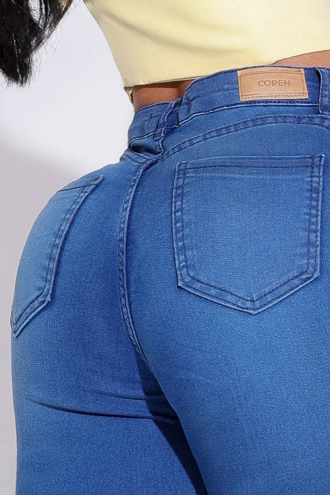 Calça Jeans Feminina Skinny Azul Cintura Alta Power Stretch - AIG40130