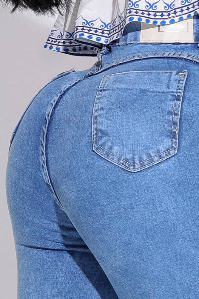 Calça Jeans Feminina Skinny Azul Clara Cintura Alta Stretch - AIG40143