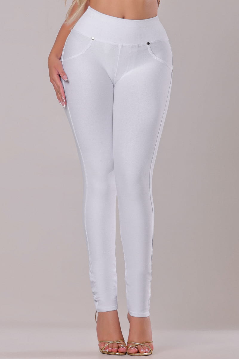 Calça Feminina Modeladora Cintura Alta Empina Bumbum Branca - AIG003
