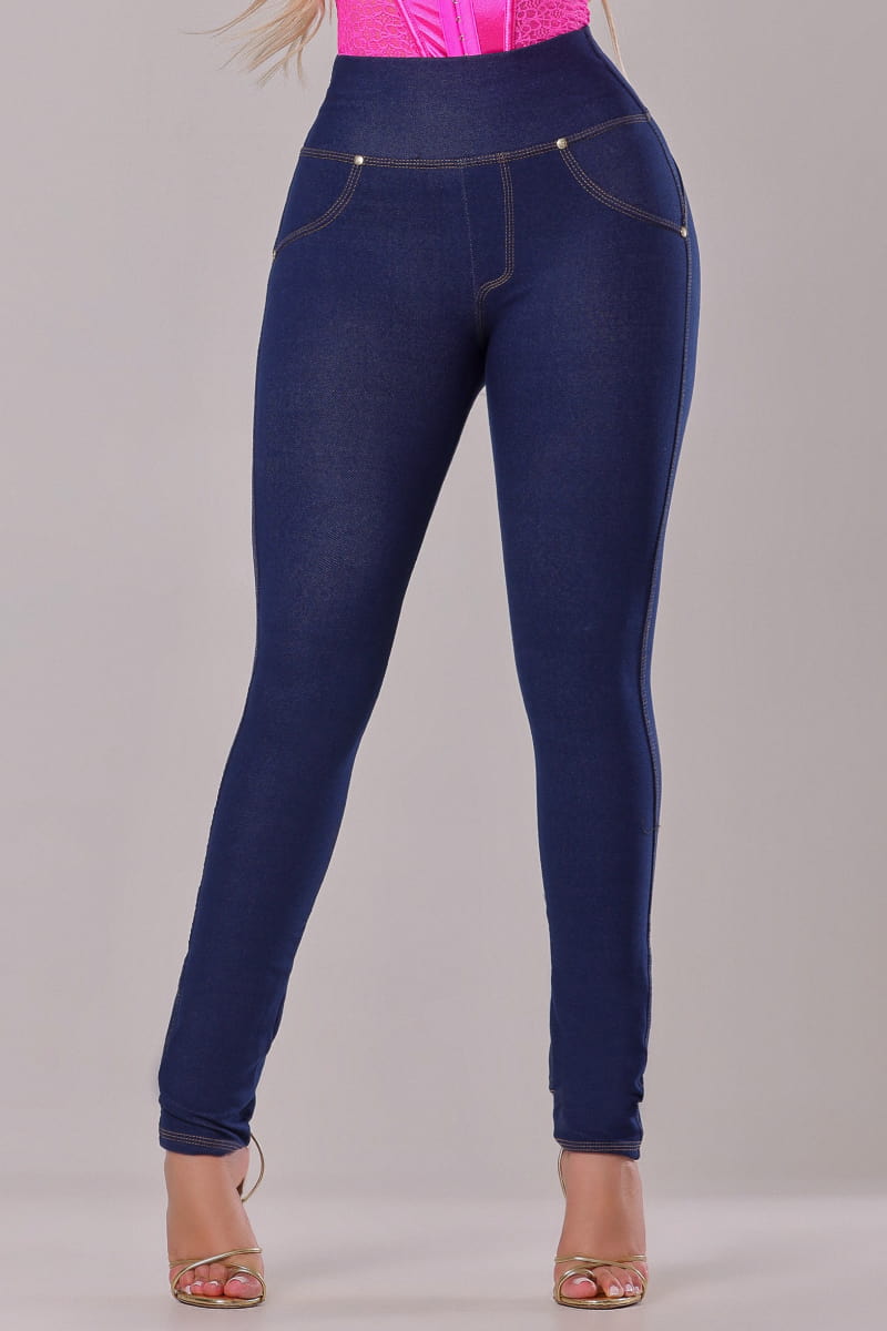 Calça Feminina Modeladora Cintura Alta Empina Bumbum Azul - AIG001